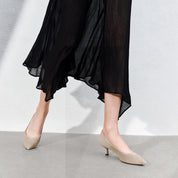 Grey Pointy Suede Pumps