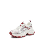 Load image into Gallery viewer, Silvery Red Meashed Lace Up Chunky Sneakers
