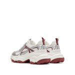 Load image into Gallery viewer, Silvery Red Meashed Lace Up Chunky Sneakers
