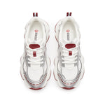 Load image into Gallery viewer, Silvery Red Meshed Lace Up Chunky Sneakers
