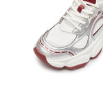 Load image into Gallery viewer, Silvery Red Meashed Lace Up Chunky Sneakers
