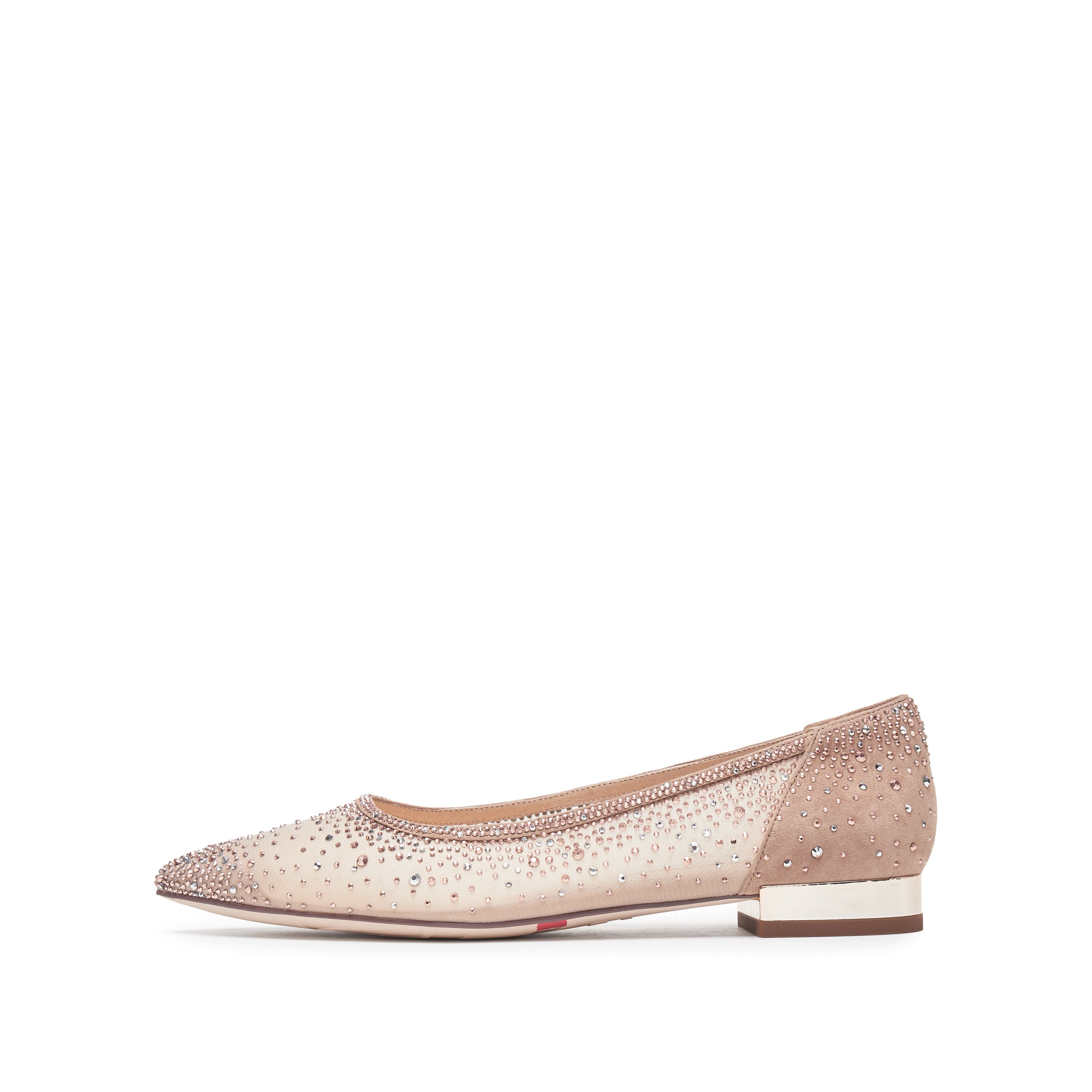 Pastel Crystal-embellished Mesh Pointy Flats
