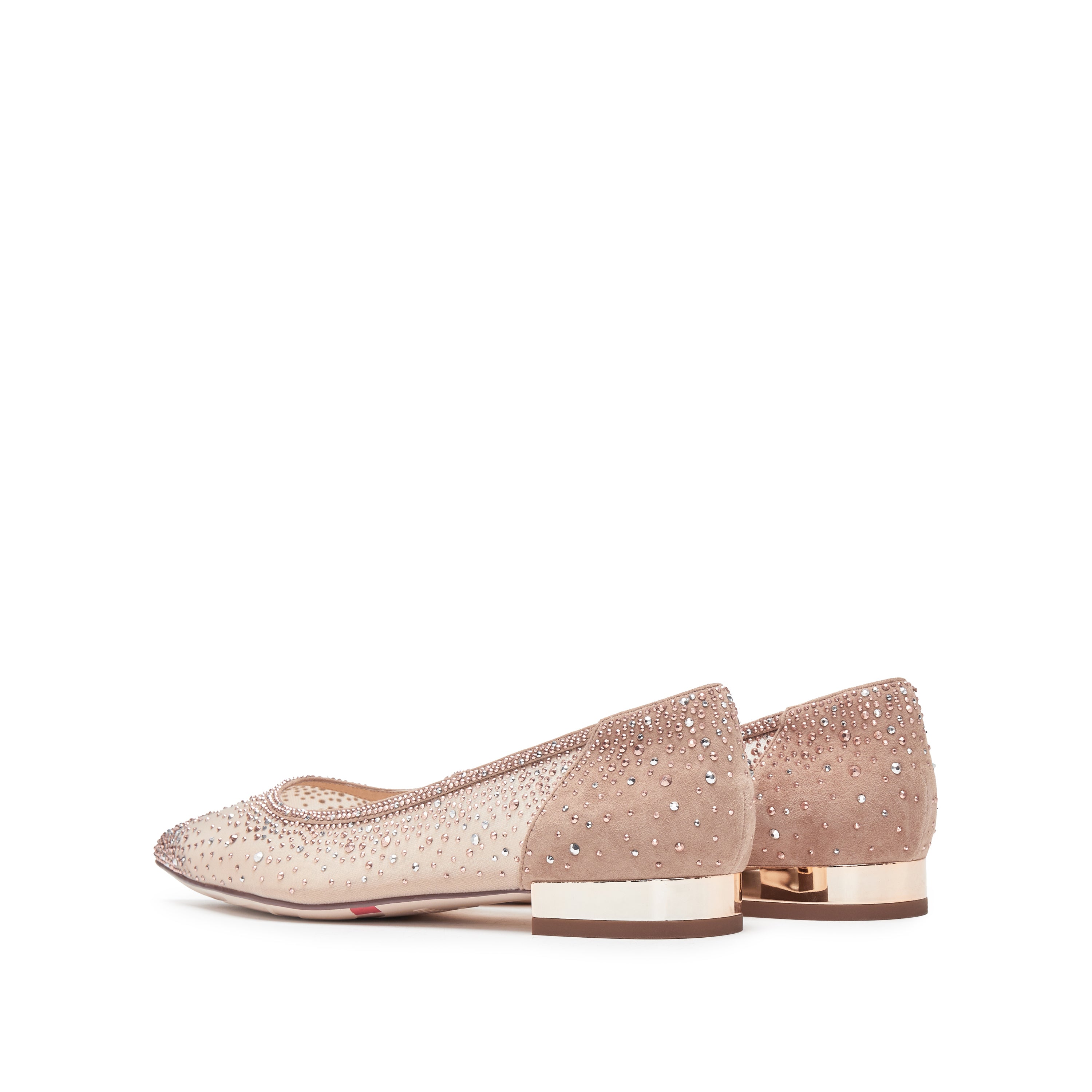 Pastel Crystal-embellished Mesh Pointy Flats