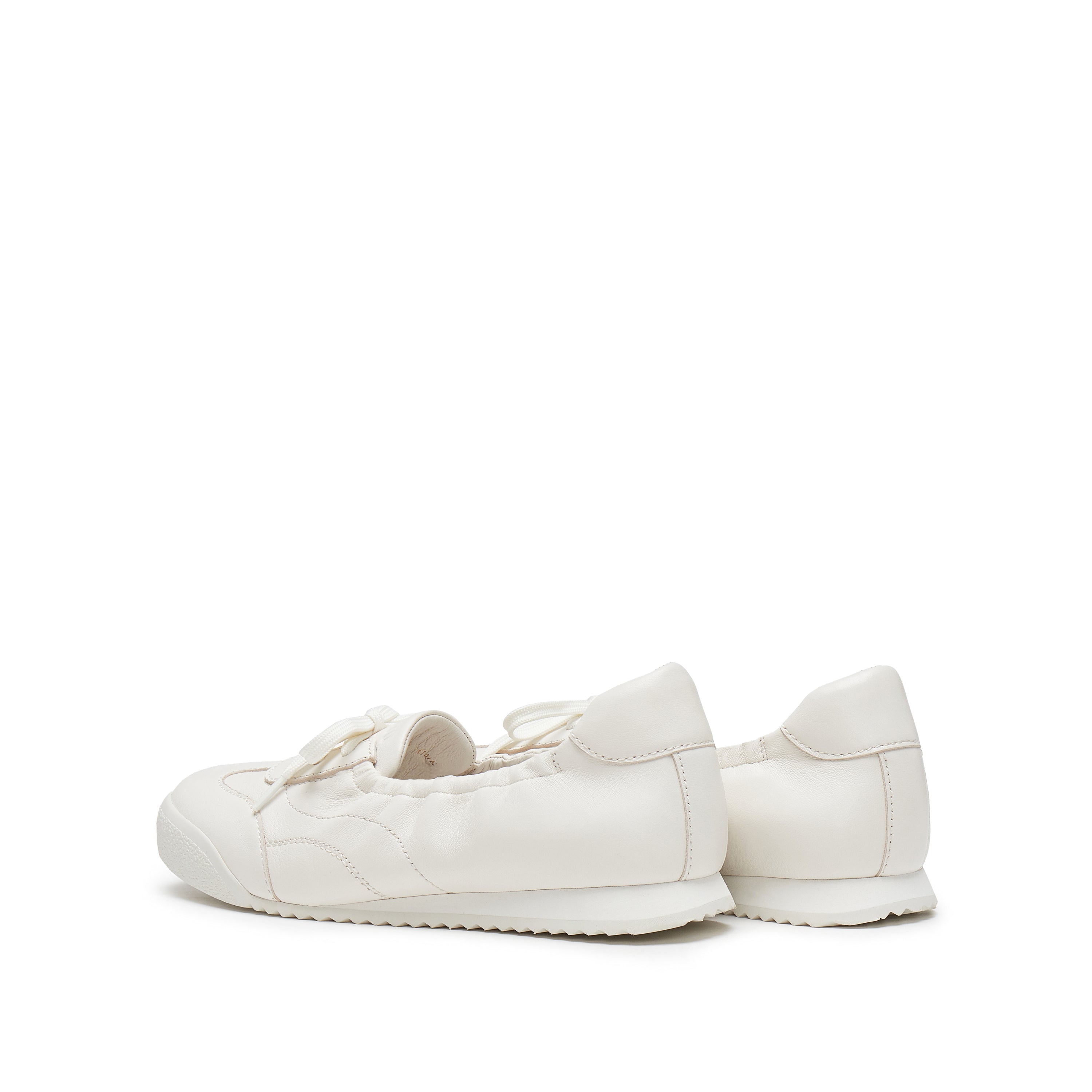 White Leather Ballerina Trainers