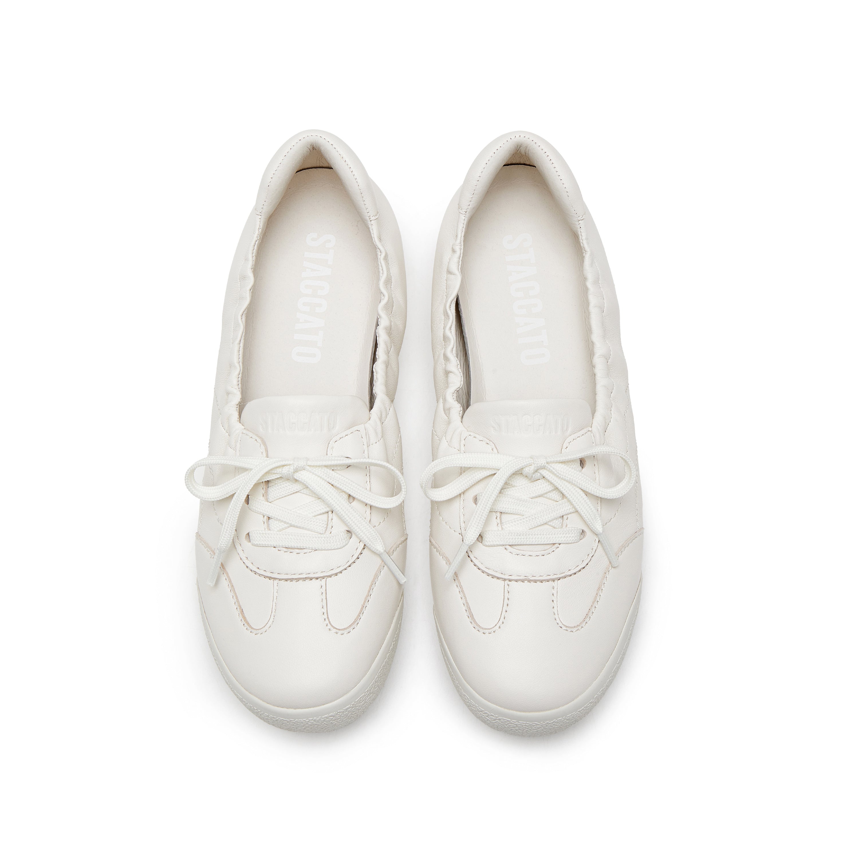 White Leather Ballerina Trainers