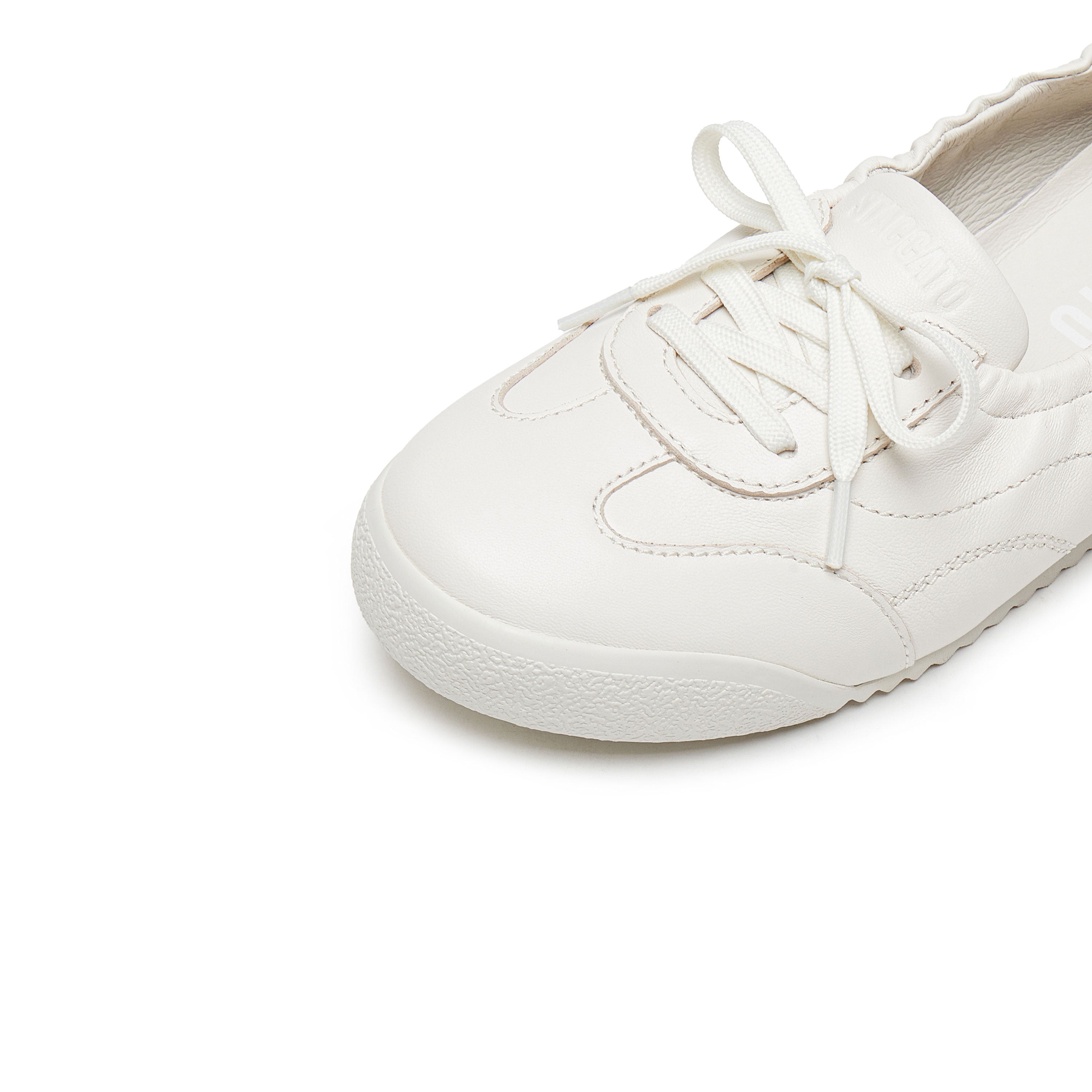 White Leather Ballerina Trainers