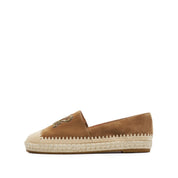 Brown Golden Bead-Embellished Suede Espadrilles