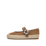 Load image into Gallery viewer, Brown Crystal Buckle Mary Jane Espadrilles
