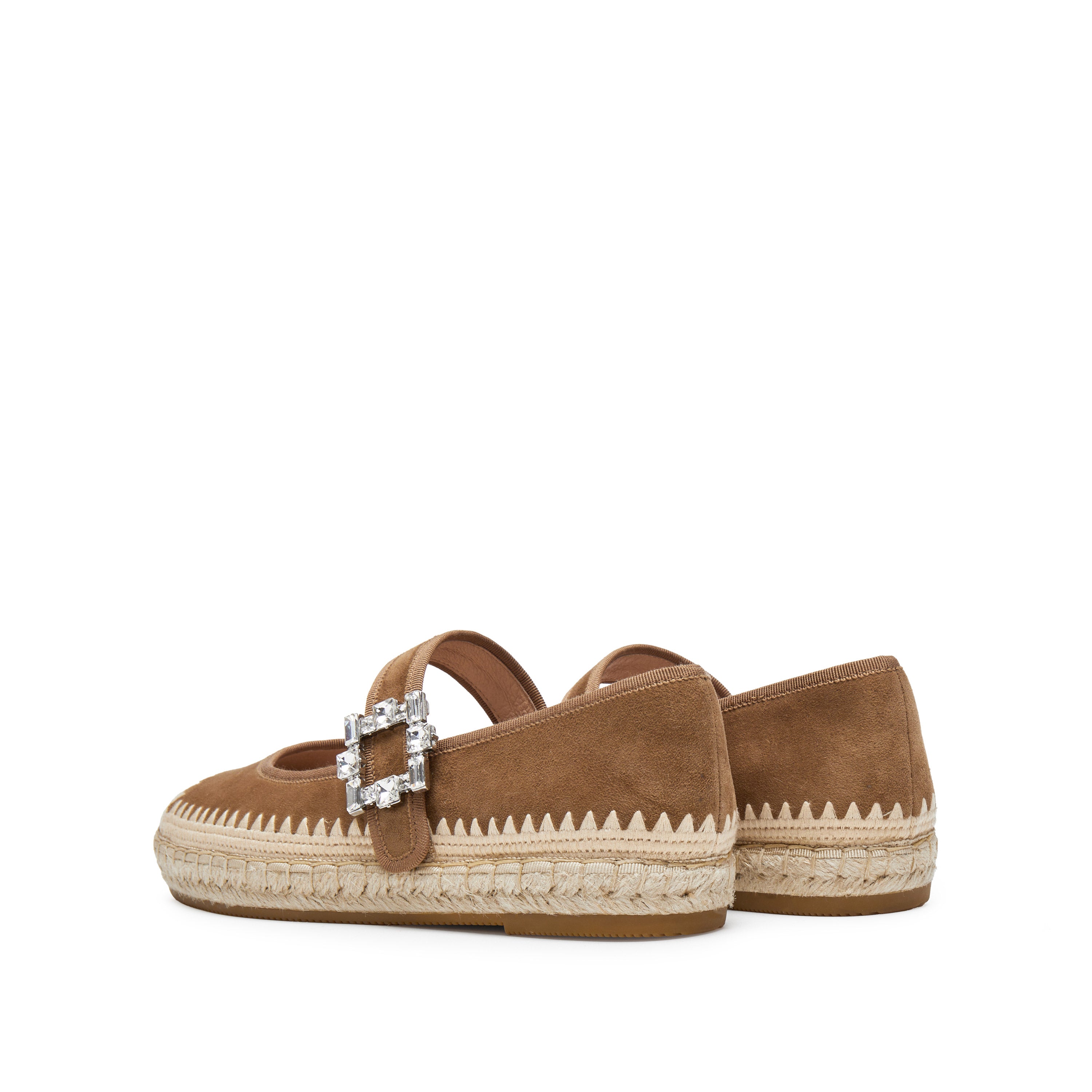 Brown Crystal Buckle Mary Jane Espadrilles
