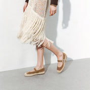 Brown Crystal Buckle Mary Jane Espadrilles