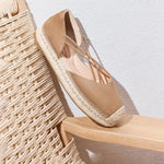 Load image into Gallery viewer, Brown Suede Cross Strappy Espadrille Flat
