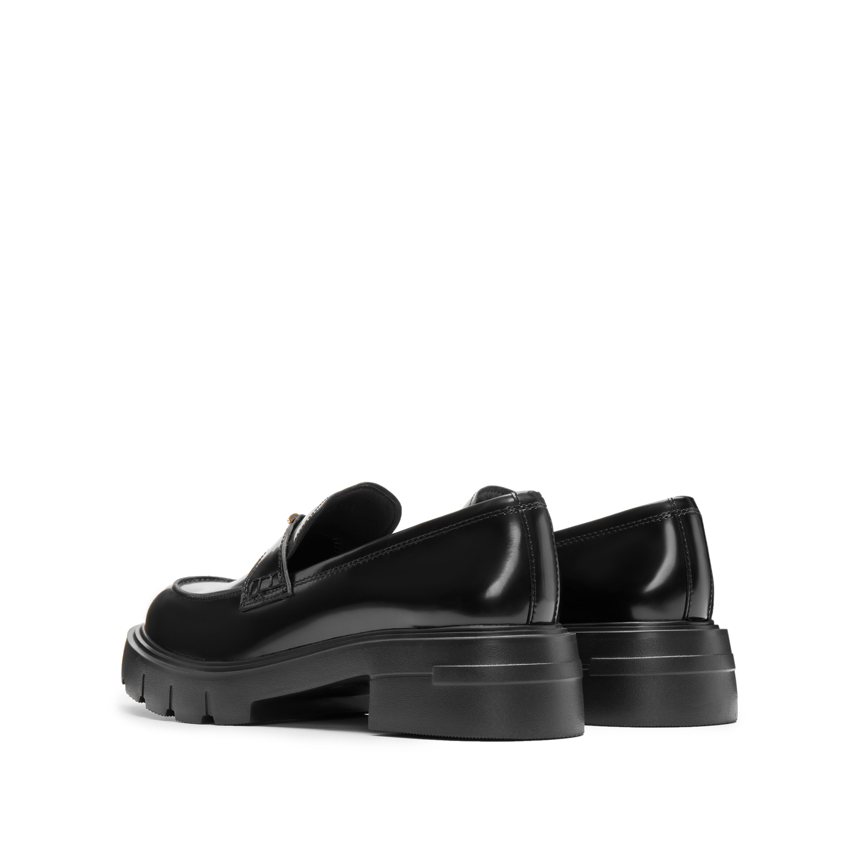 Black Signature Golden Seagull Leather Loafers