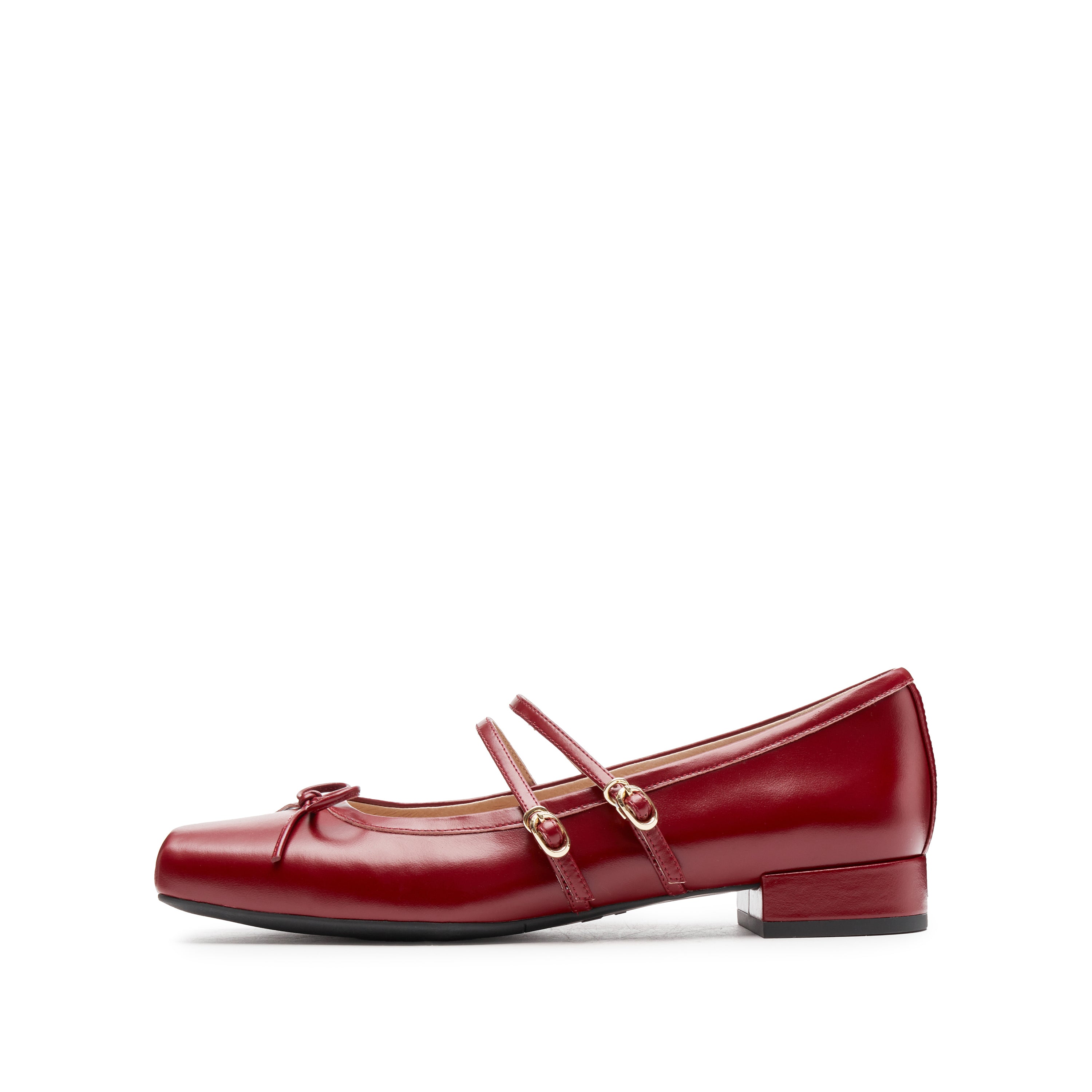 Red Bow Strappy Ballerina Flats