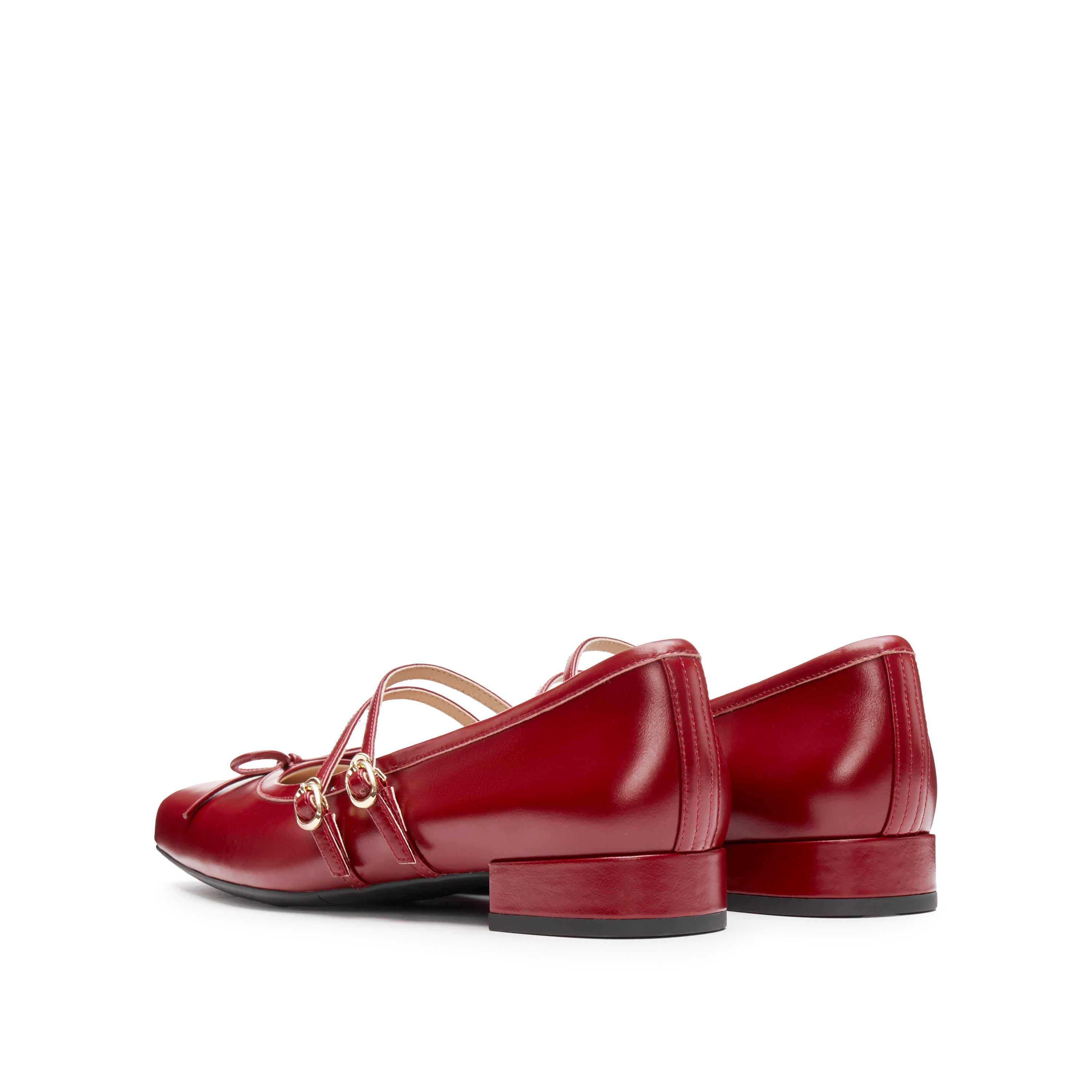 Red Bow Strappy Ballerina Flats