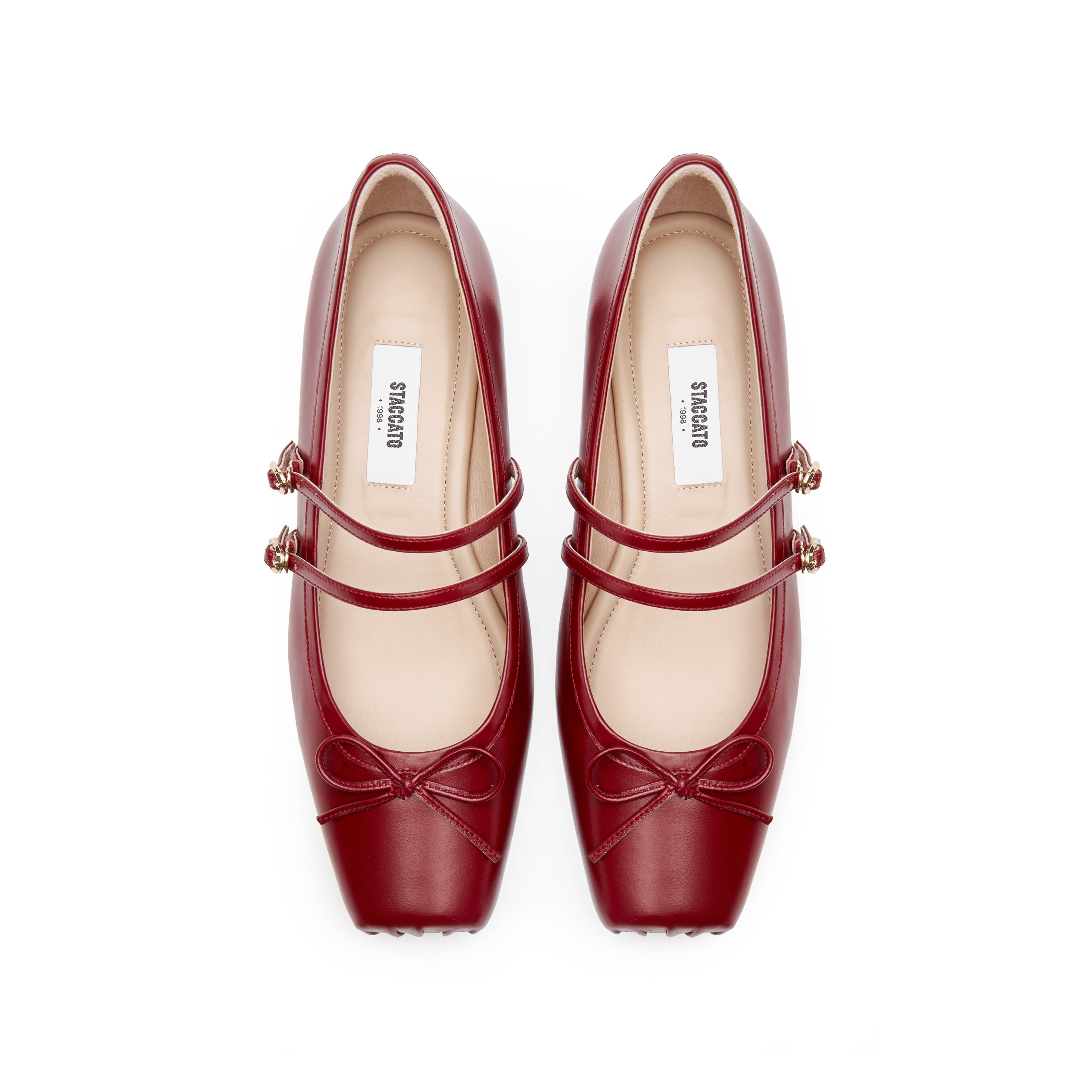 Red Bow Strappy Ballerina Flats