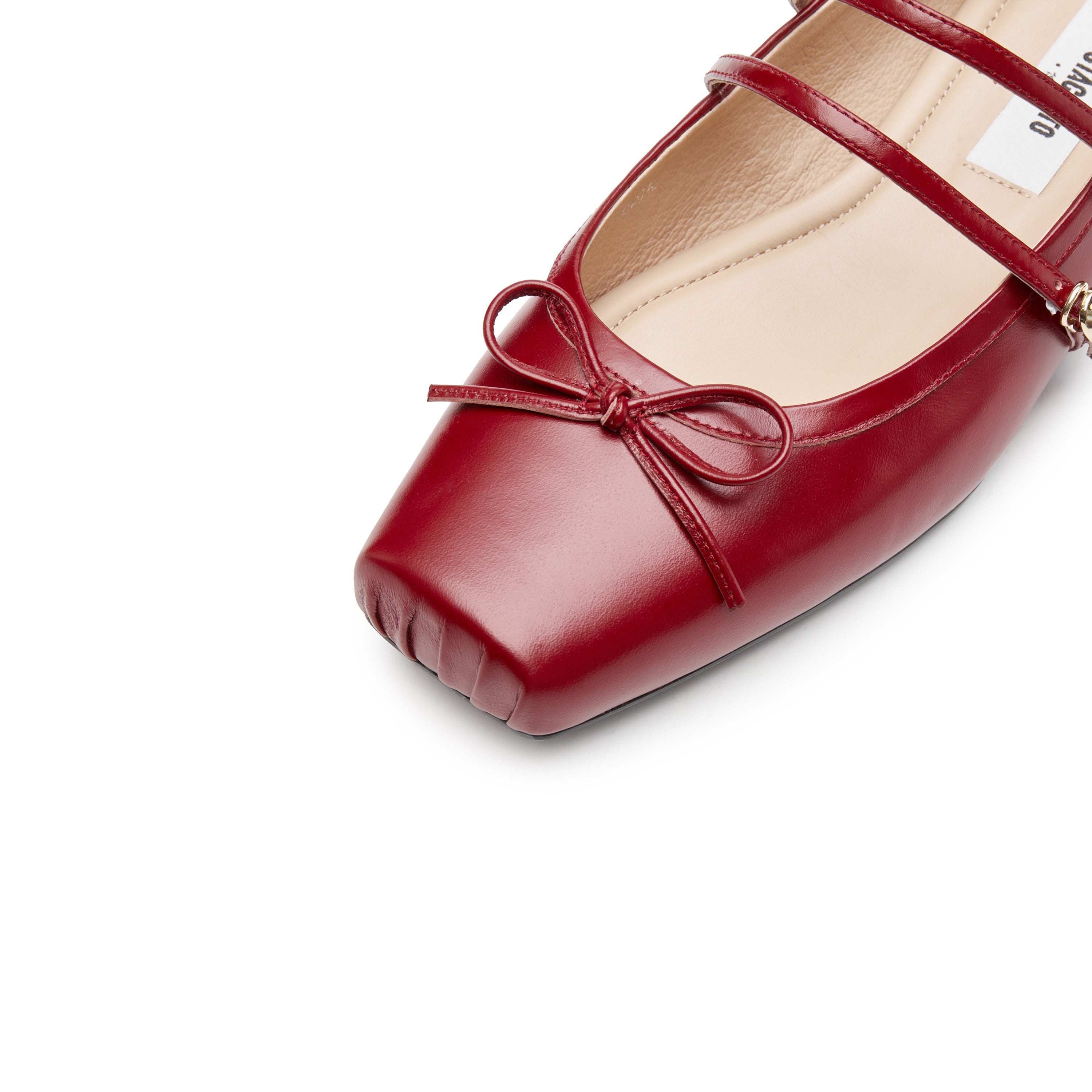 Red Bow Strappy Ballerina Flats