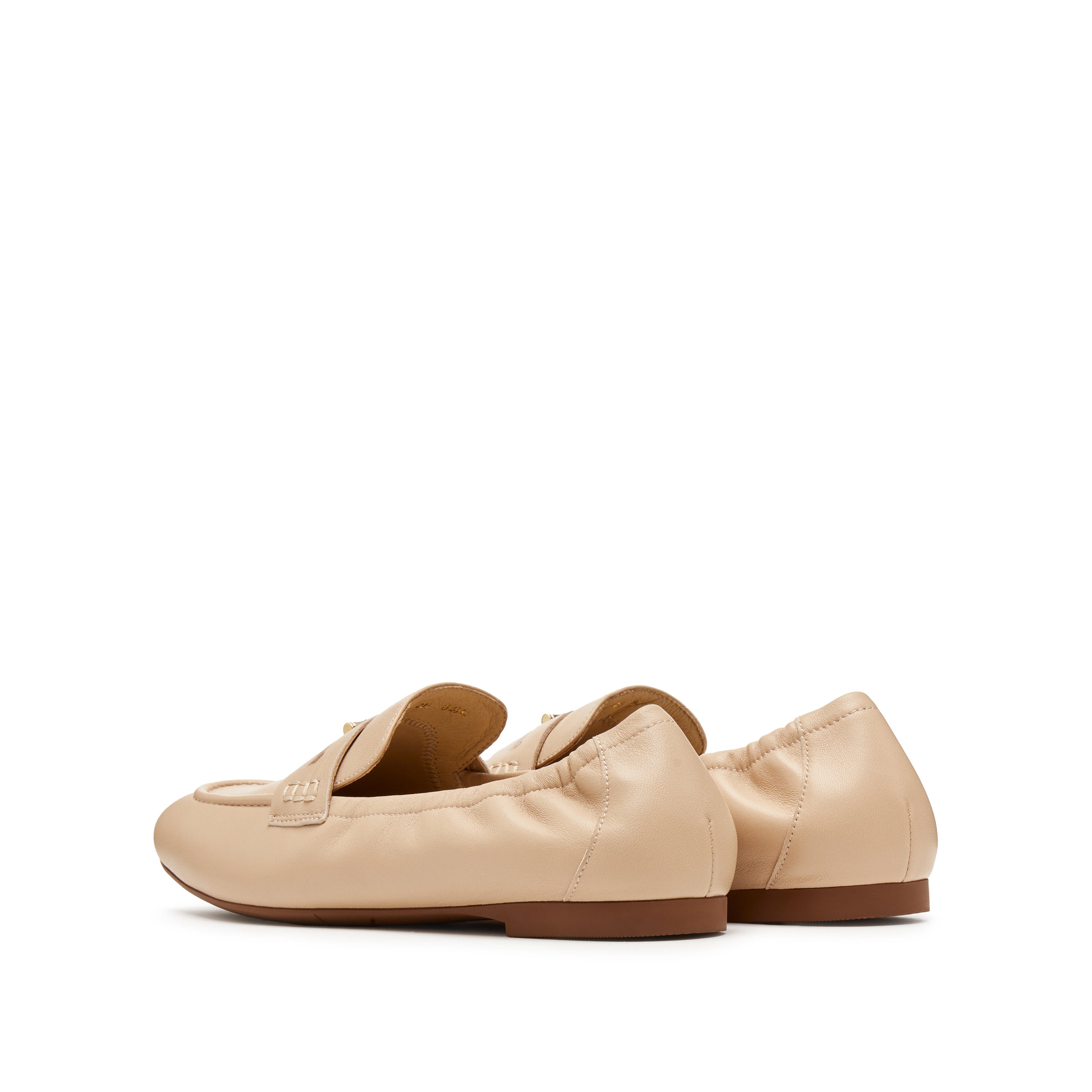 Taupe Golden Bamboo Leather Loafers