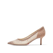 Pastel Crystal-embellished Mesh Pumps