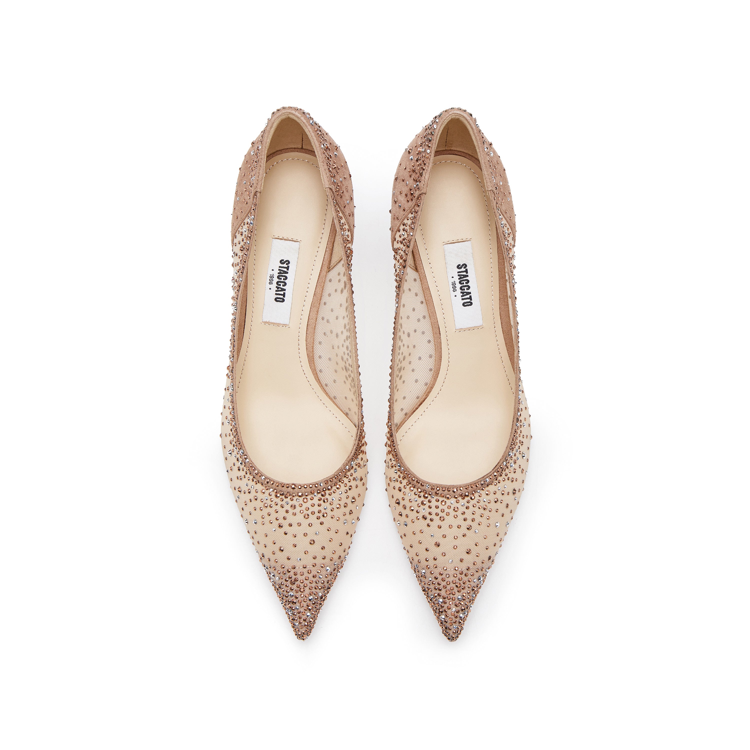 Pastel Crystal-embellished Mesh Pumps
