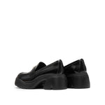 Load image into Gallery viewer, Black Golden Bamboo Platform Leather Loafers
