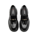 Load image into Gallery viewer, Black Golden Bamboo Platform Leather Loafers
