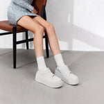 Load image into Gallery viewer, White Glitter Platform Leather Sneakers

