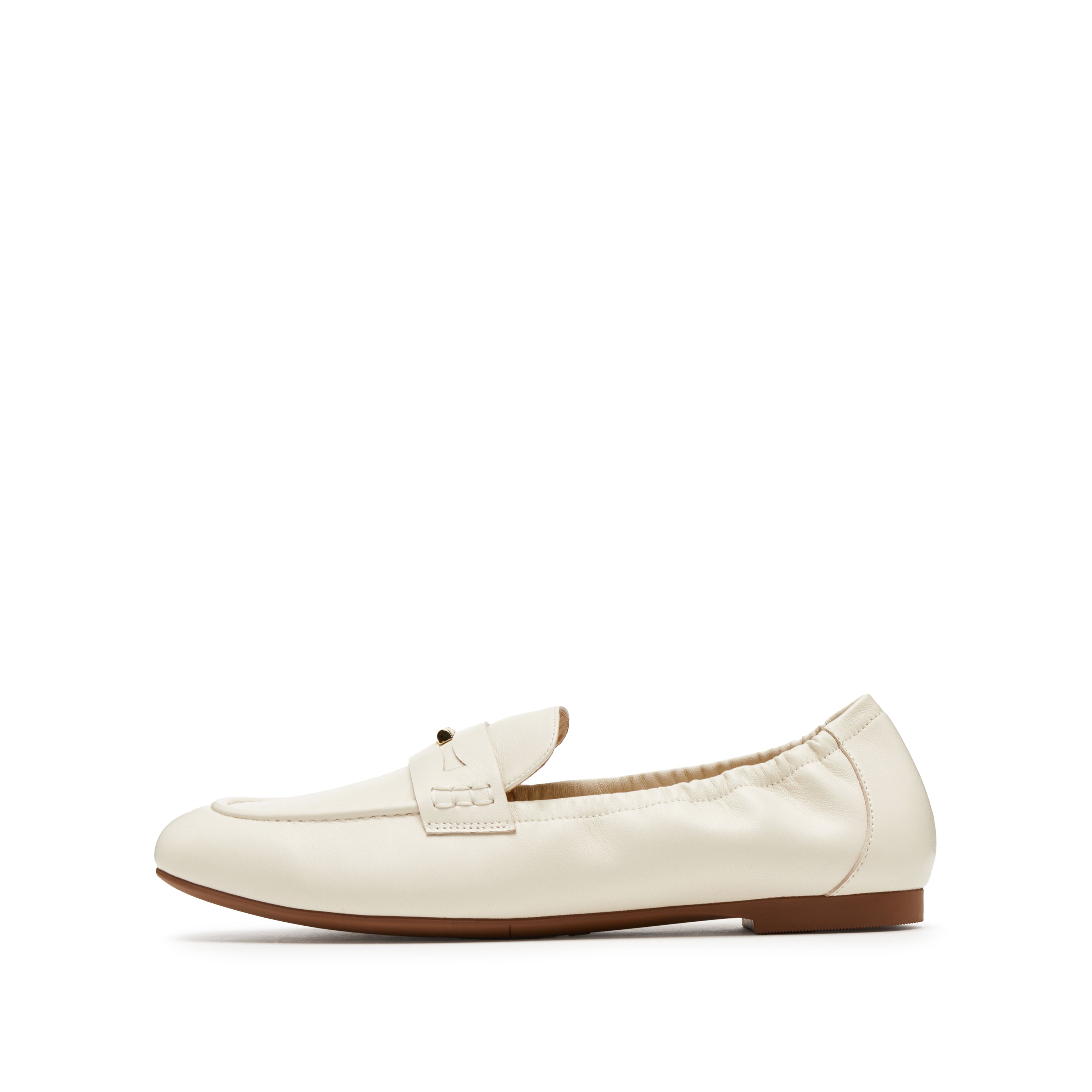 Beige Golden Bamboo Leather Loafers