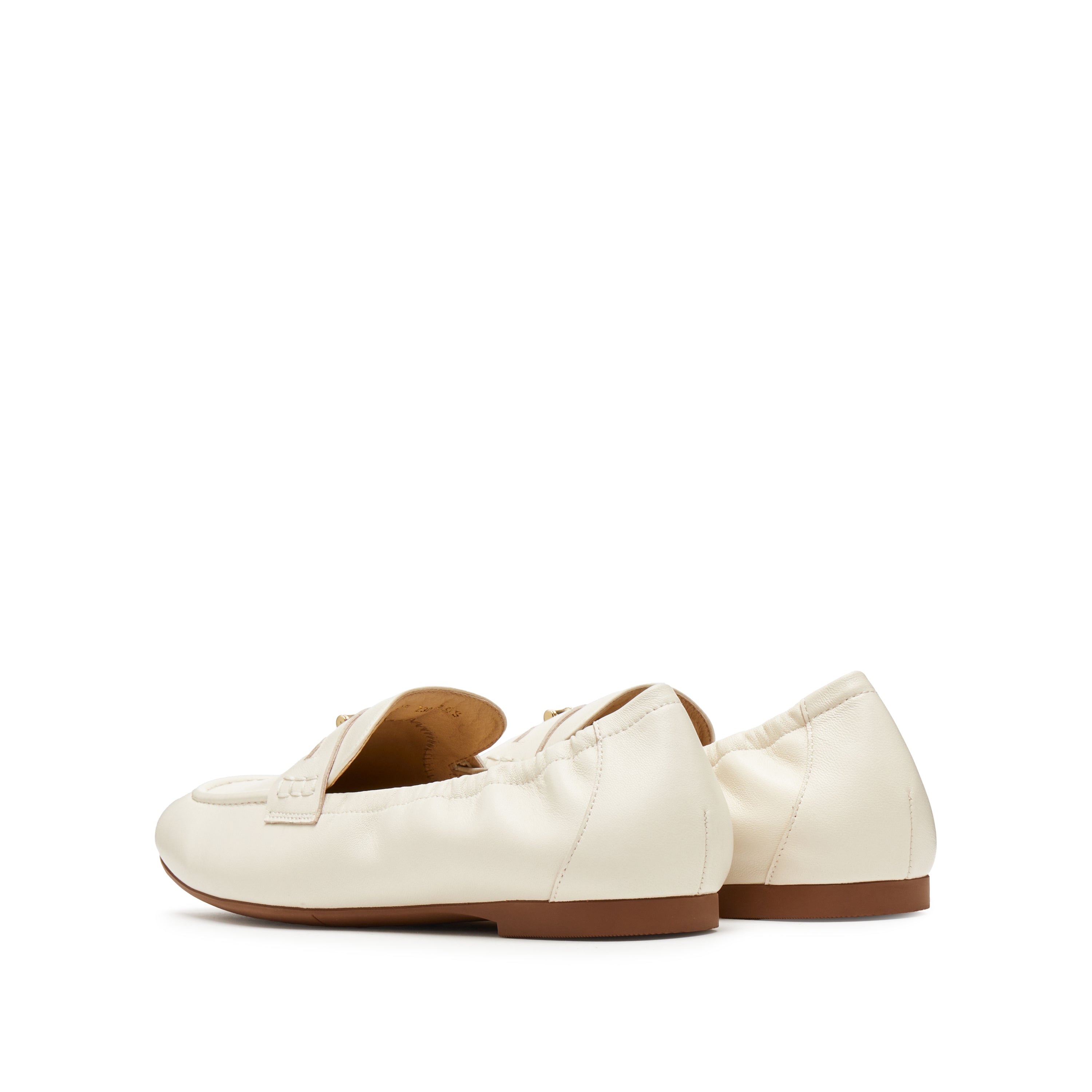 Beige Golden Bamboo Leather Loafers