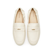 Beige Golden Bamboo Leather Loafers