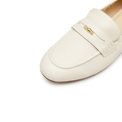 Beige Golden Bamboo Leather Loafers