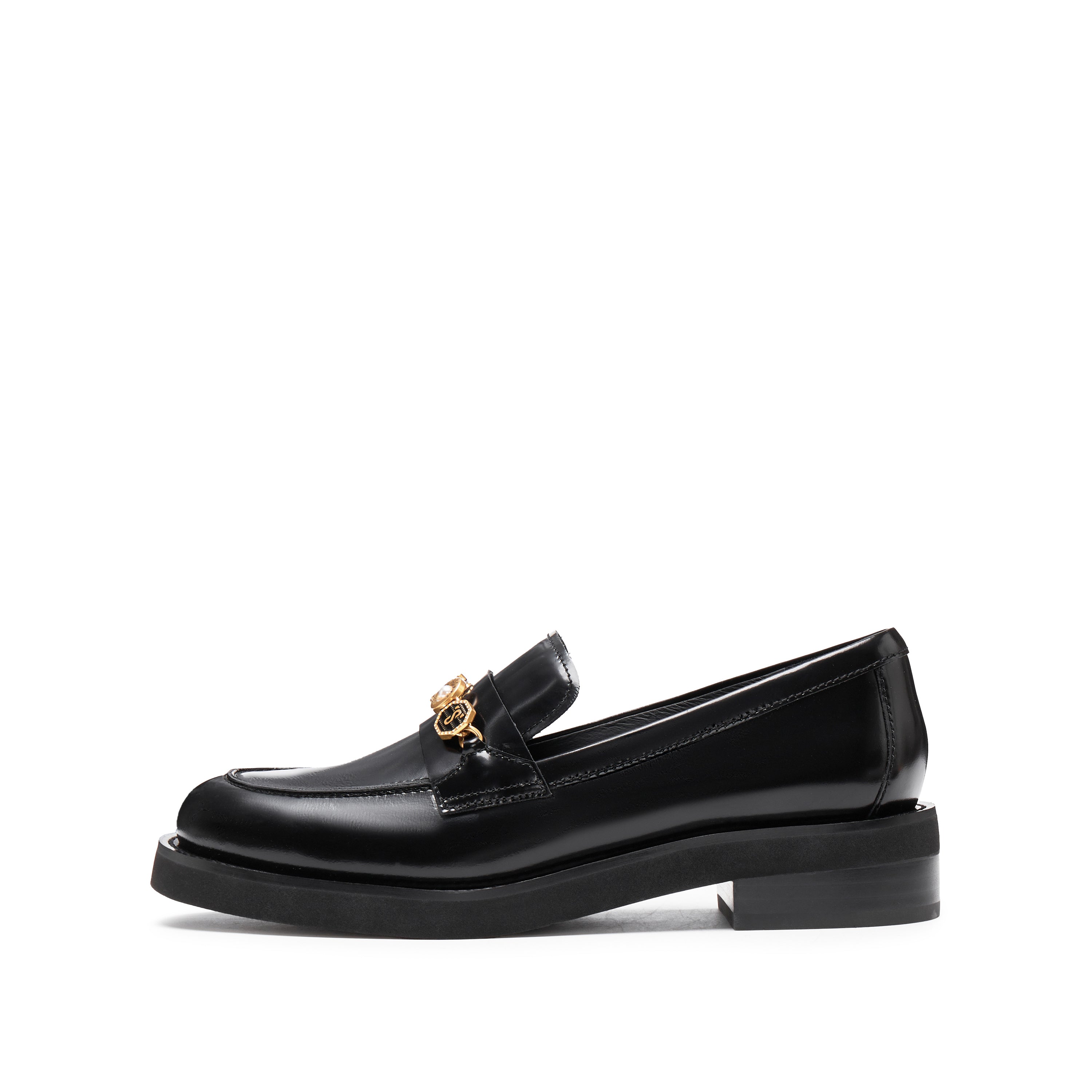 Black Signature Charms Leather Loafers