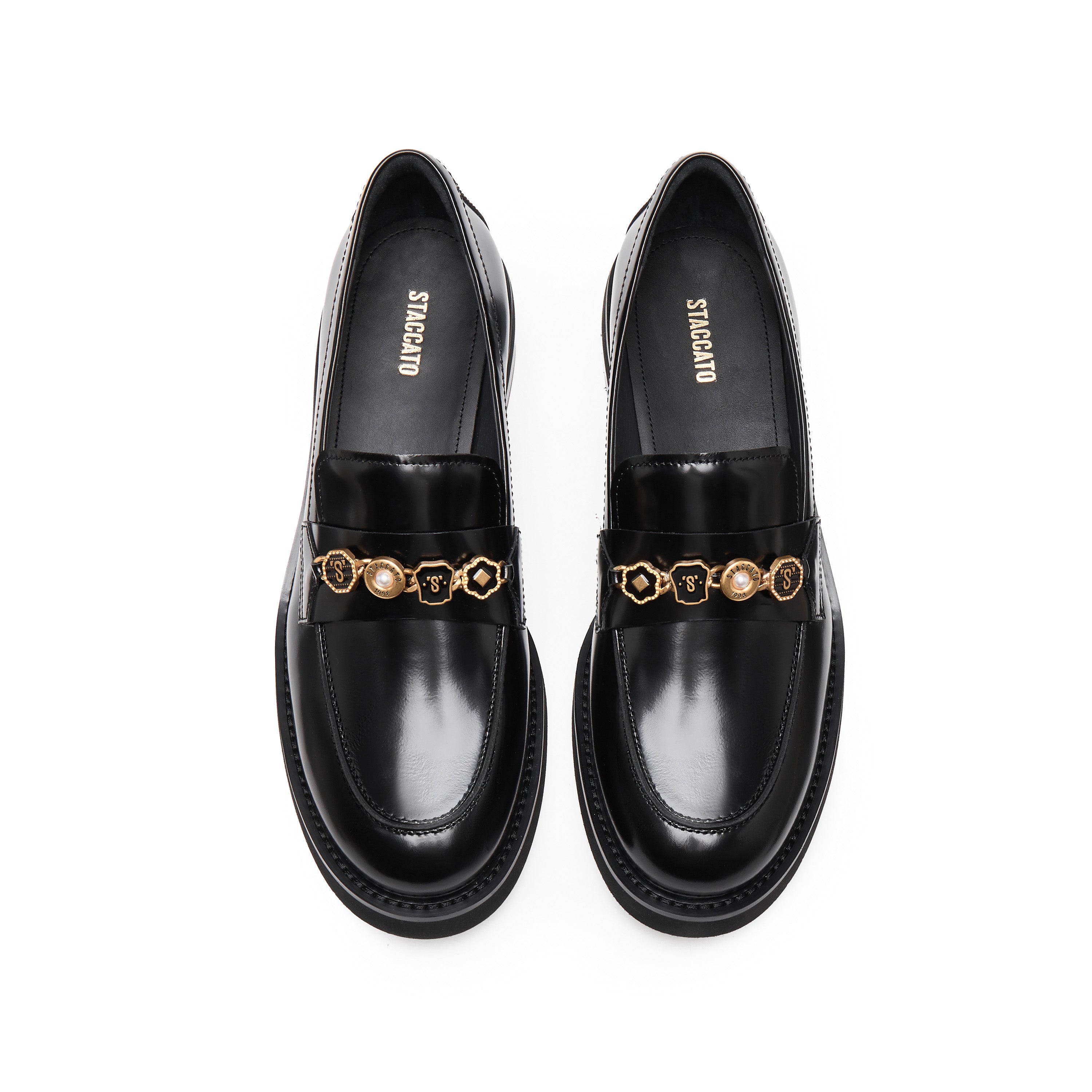 Black Signature Charms Leather Loafers