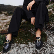 Black Signature Charms Leather Loafers