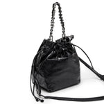 Load image into Gallery viewer, Lucky Black Waxy Leather Bucket Bag
