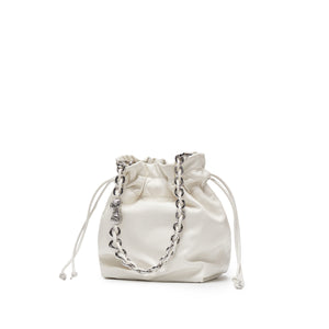 Lucky White Waxy Leather Bucket Bag