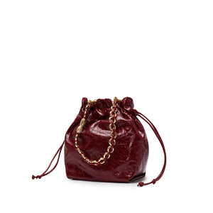 Lucky Burgundy Waxy Leather Bucket Bag