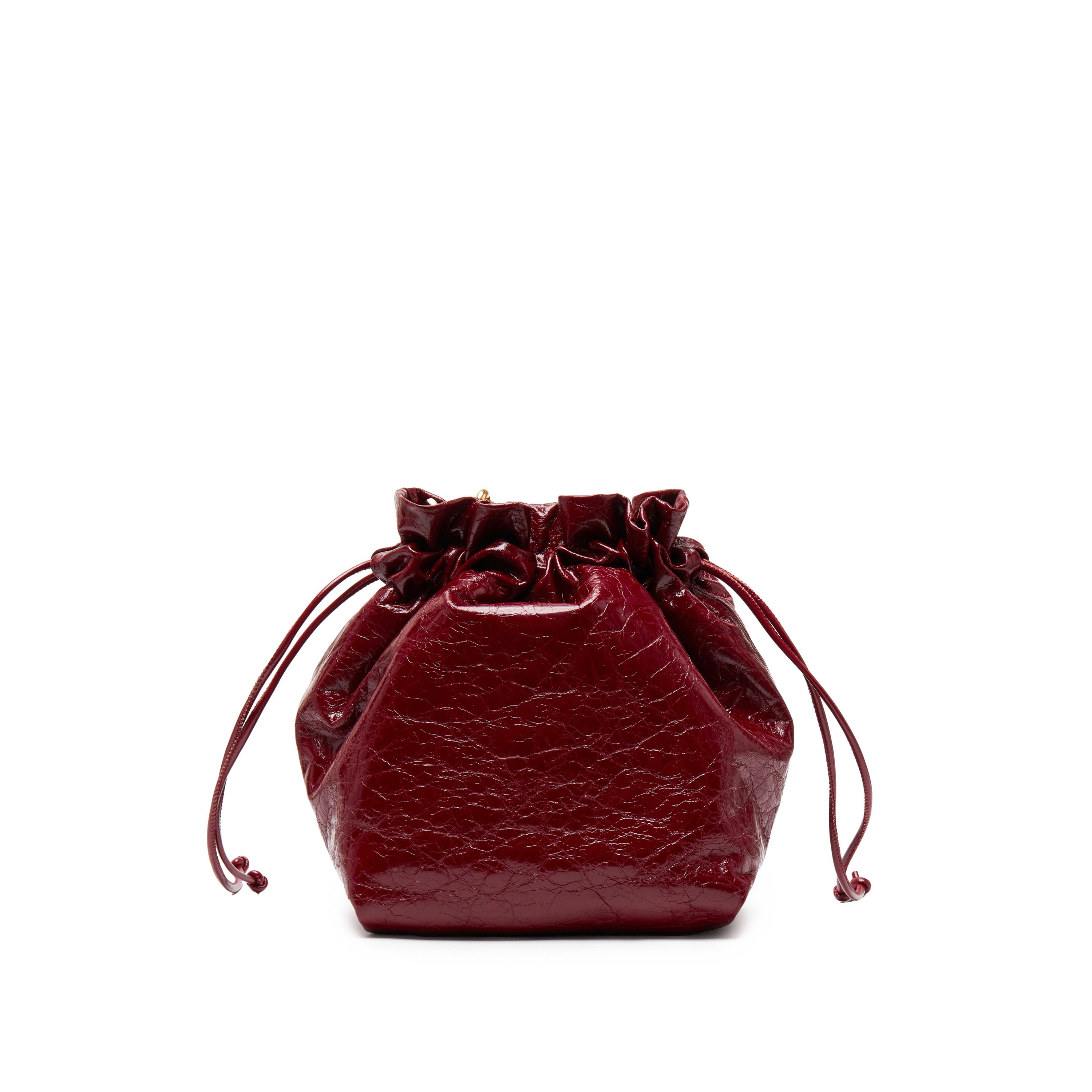 Lucky Burgundy Waxy Leather Bucket Bag