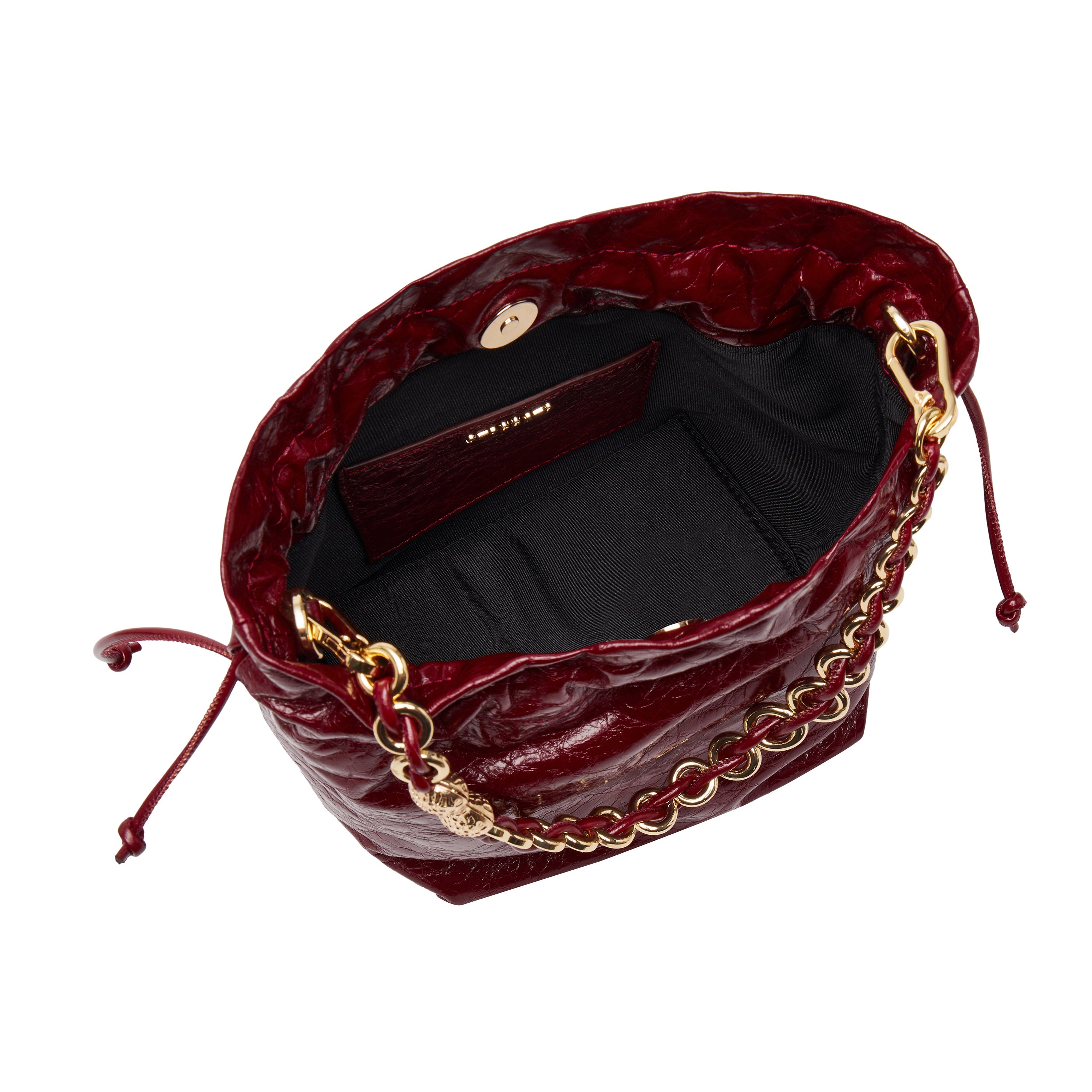 Lucky Burgundy Waxy Leather Bucket Bag