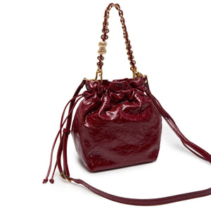 Lucky Burgundy Waxy Leather Bucket Bag