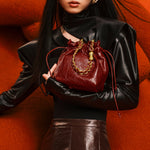 Load image into Gallery viewer, Lucky Burgundy Waxy Leather Bucket Bag
