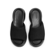 Black Knit Platform Slides