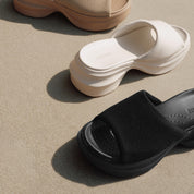 Black Knit Platform Slides
