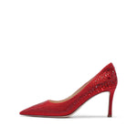 Load image into Gallery viewer, Red Crystal Embellished Pointed Heeled Pumps
