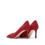 Load image into Gallery viewer, Red Crystal Embellished Pointed Heeled Pumps
