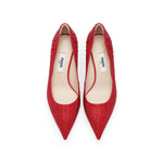 Load image into Gallery viewer, Red Crystal Embellished Pointed Heeled Pumps
