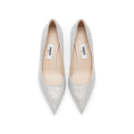 Load image into Gallery viewer, White Crystal Embellished Pointed Heeled Pumps
