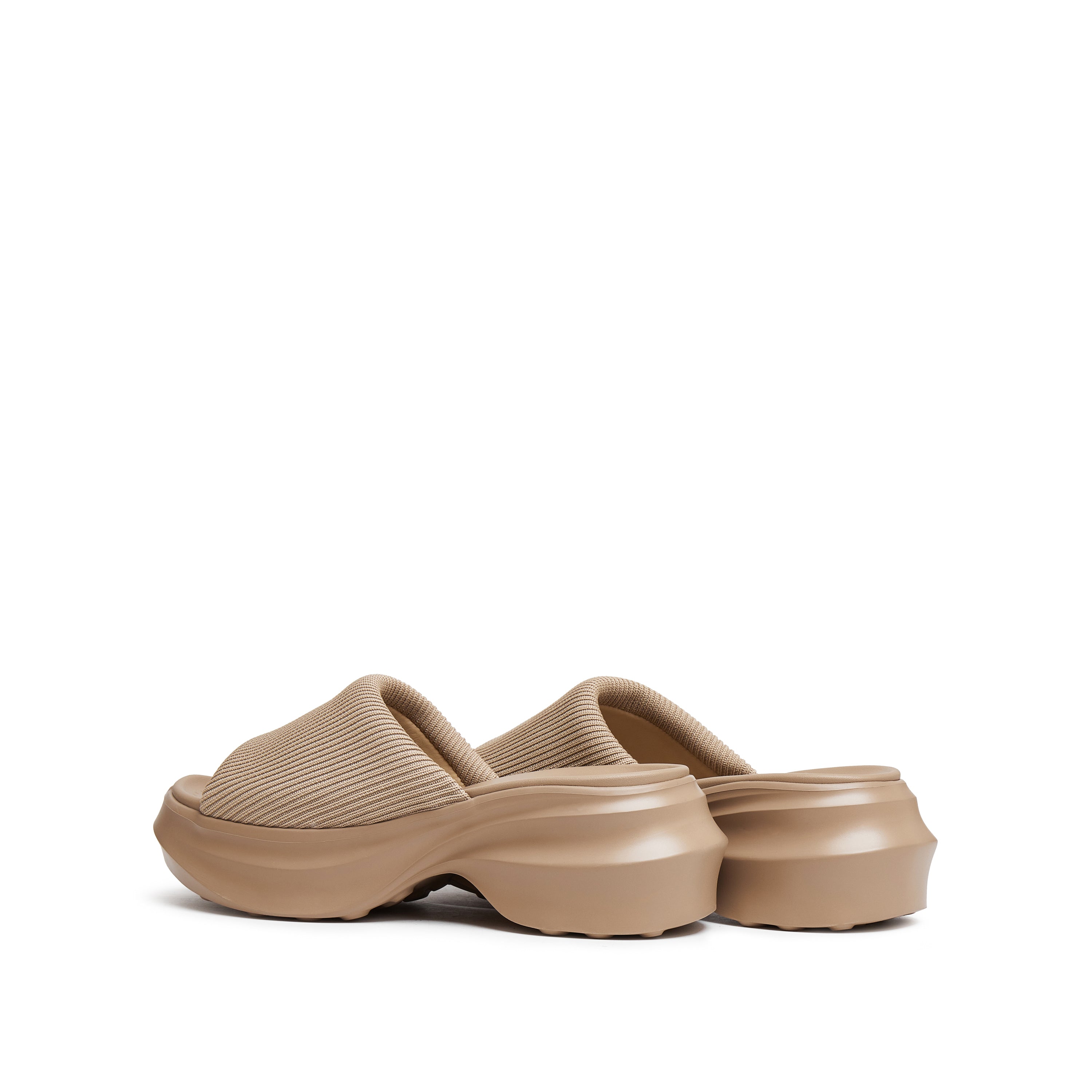 Taupe Knit Platform Slides