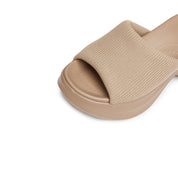 Taupe Knit Platform Slides