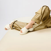 Taupe Knit Platform Slides