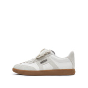 Beige Lace-Up Detachable Tongue Sneakers